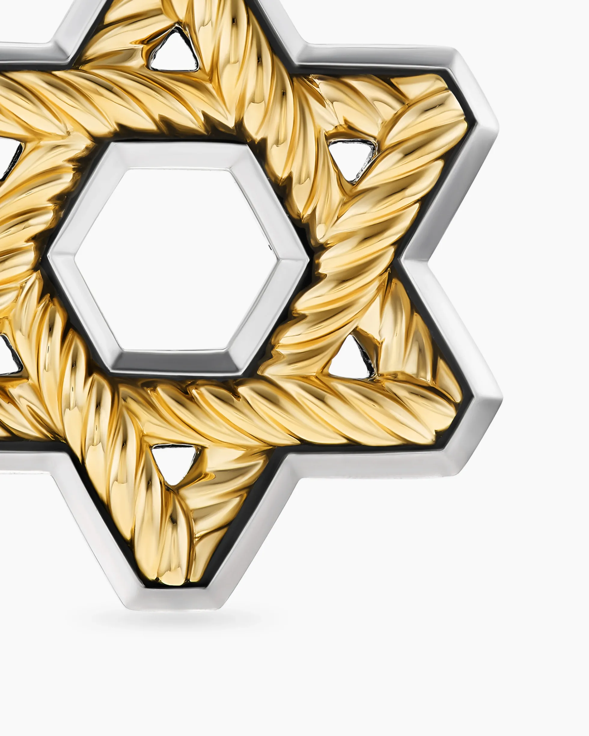 Cable Star of David Amulet Sterling Silver with 18K Yellow Gold, 19mm