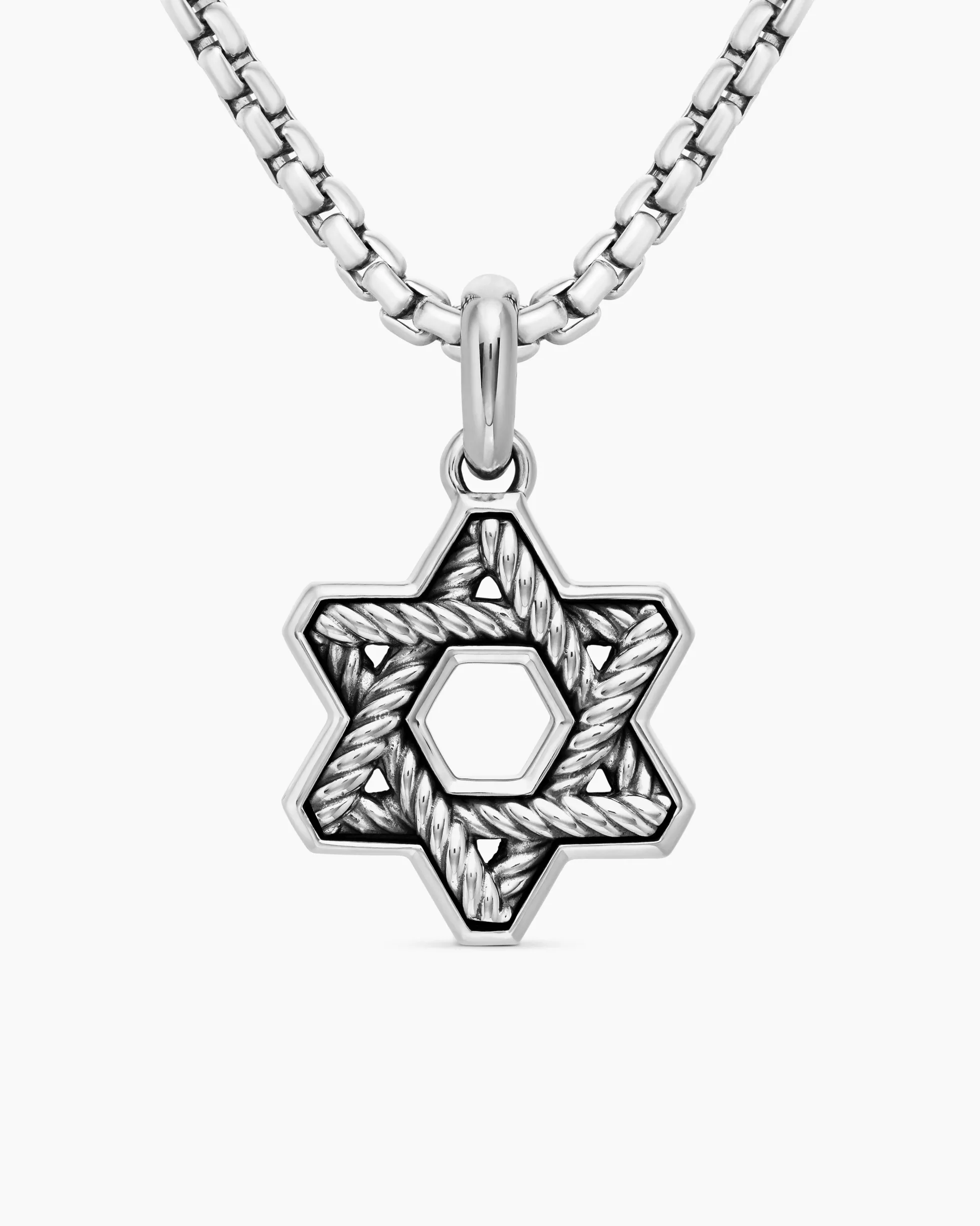 Cable Star of David Amulet Sterling Silver, 19mm
