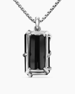 Cable Wrap Amulet Sterling Silver with Black Onyx and Diamonds, 32mm