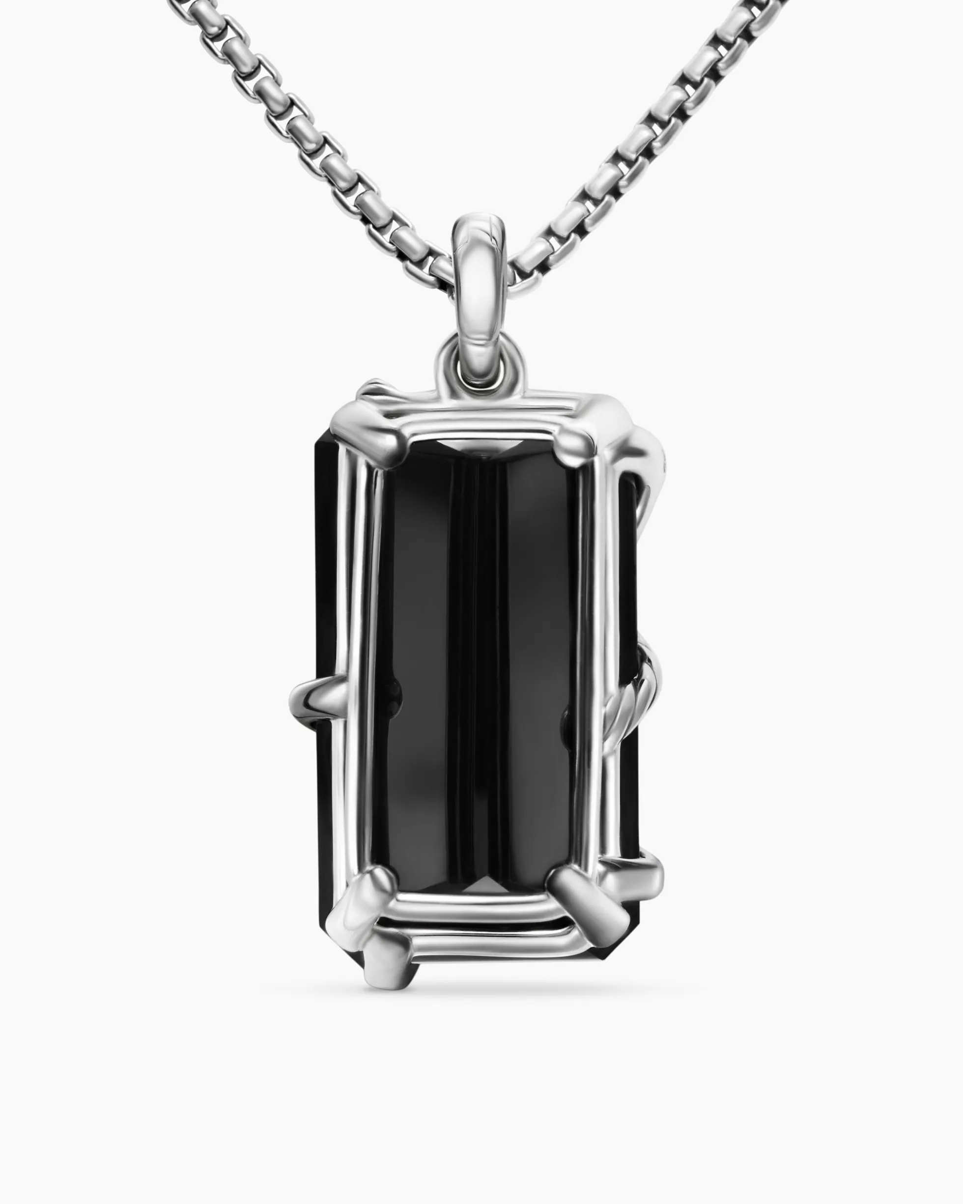 Cable Wrap Amulet Sterling Silver with Black Onyx and Diamonds, 32mm