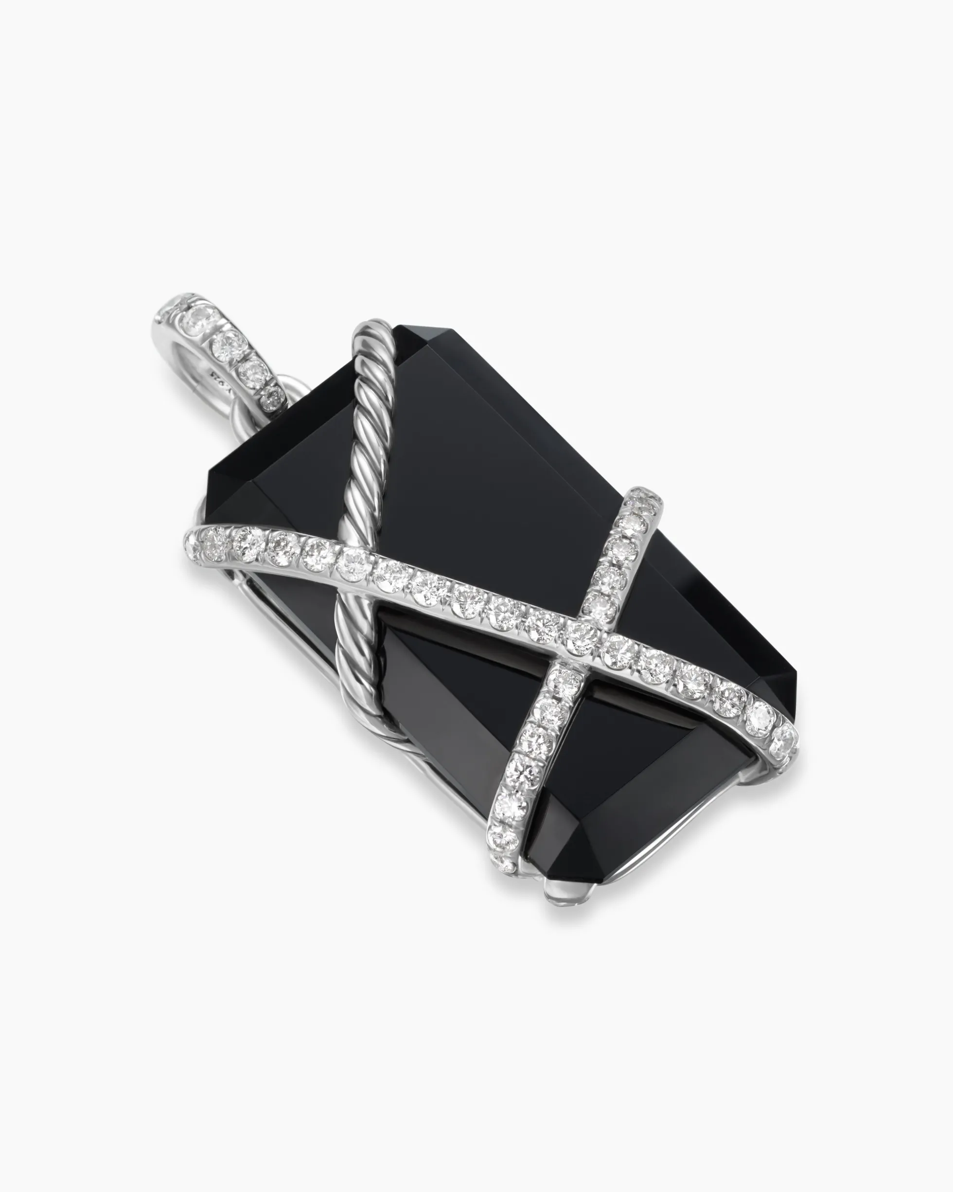 Cable Wrap Amulet Sterling Silver with Black Onyx and Diamonds, 32mm