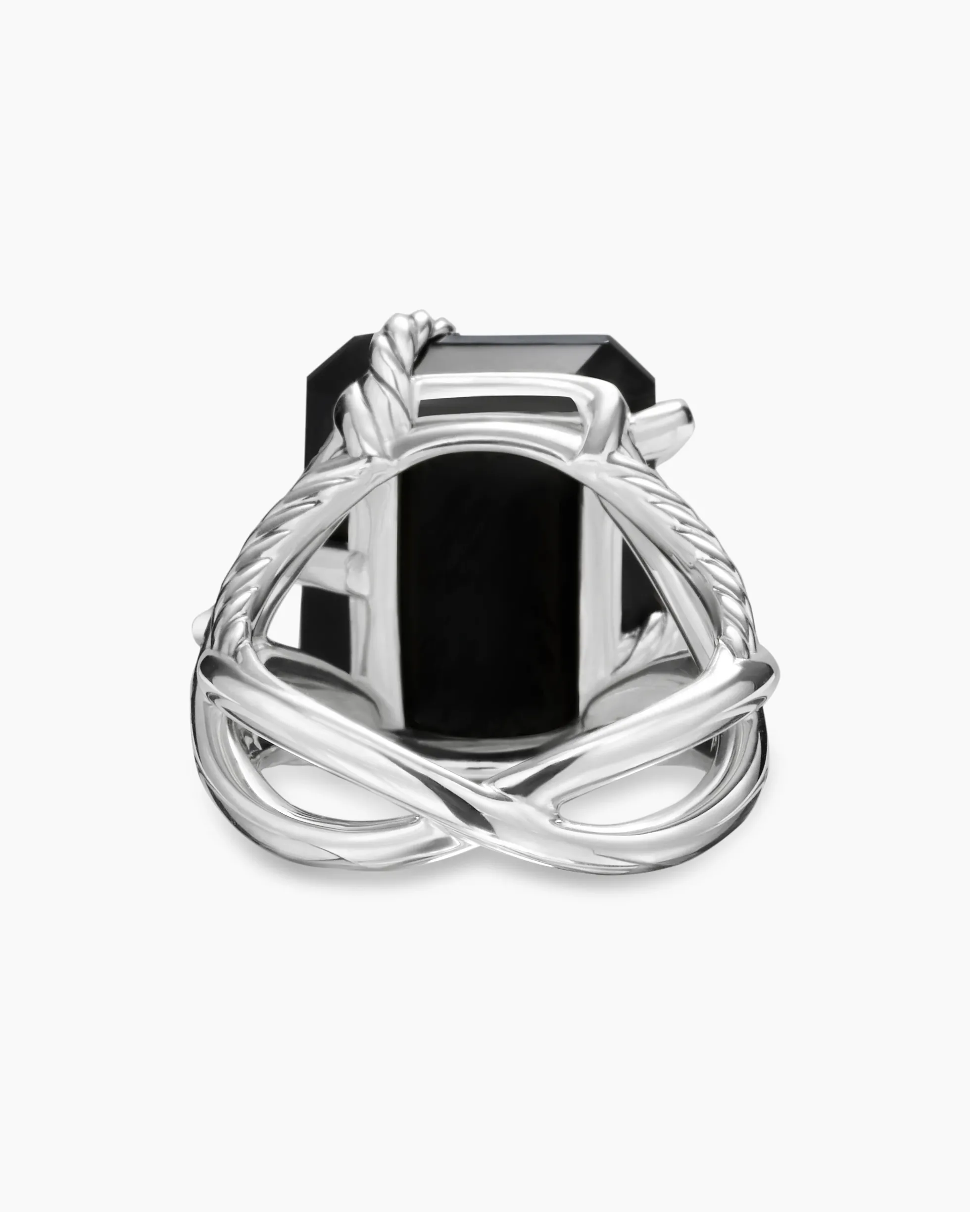 Cable Wrap Ring Sterling Silver with Black Onyx and Diamonds, 20.4mm