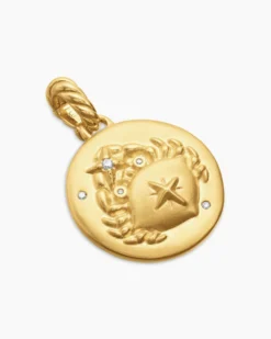Cancer Amulet 18K Yellow Gold with Diamonds, 19mm