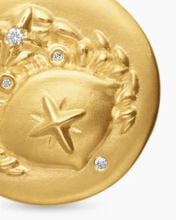 Cancer Amulet 18K Yellow Gold with Diamonds, 19mm