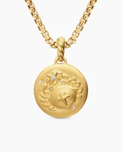 Cancer Amulet 18K Yellow Gold with Diamonds, 19mm