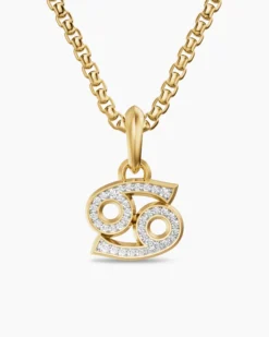 Cancer Amulet 18K Yellow Gold with Diamonds, 17mm