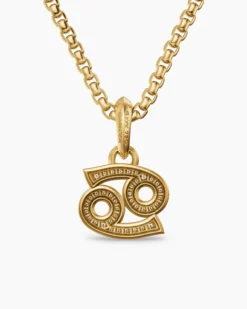 Cancer Amulet 18K Yellow Gold with Diamonds, 17mm