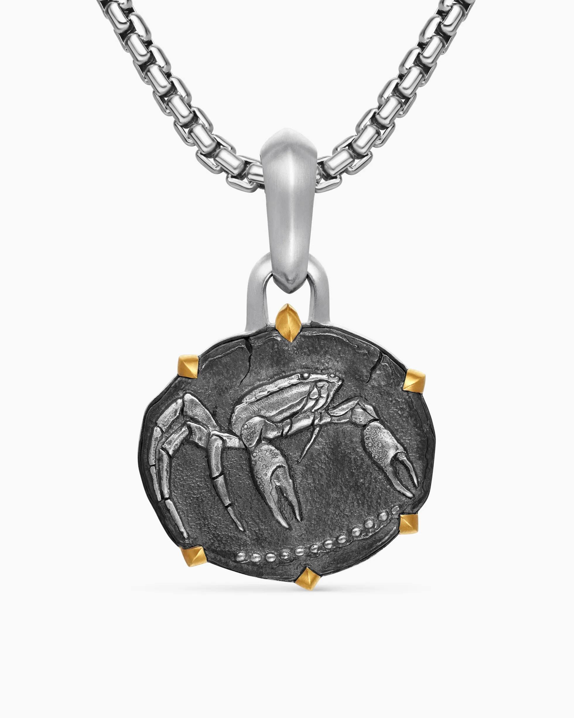 Cancer Amulet Sterling Silver with 18K Yellow Gold, 23mm