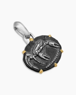 Cancer Amulet Sterling Silver with 18K Yellow Gold, 23mm