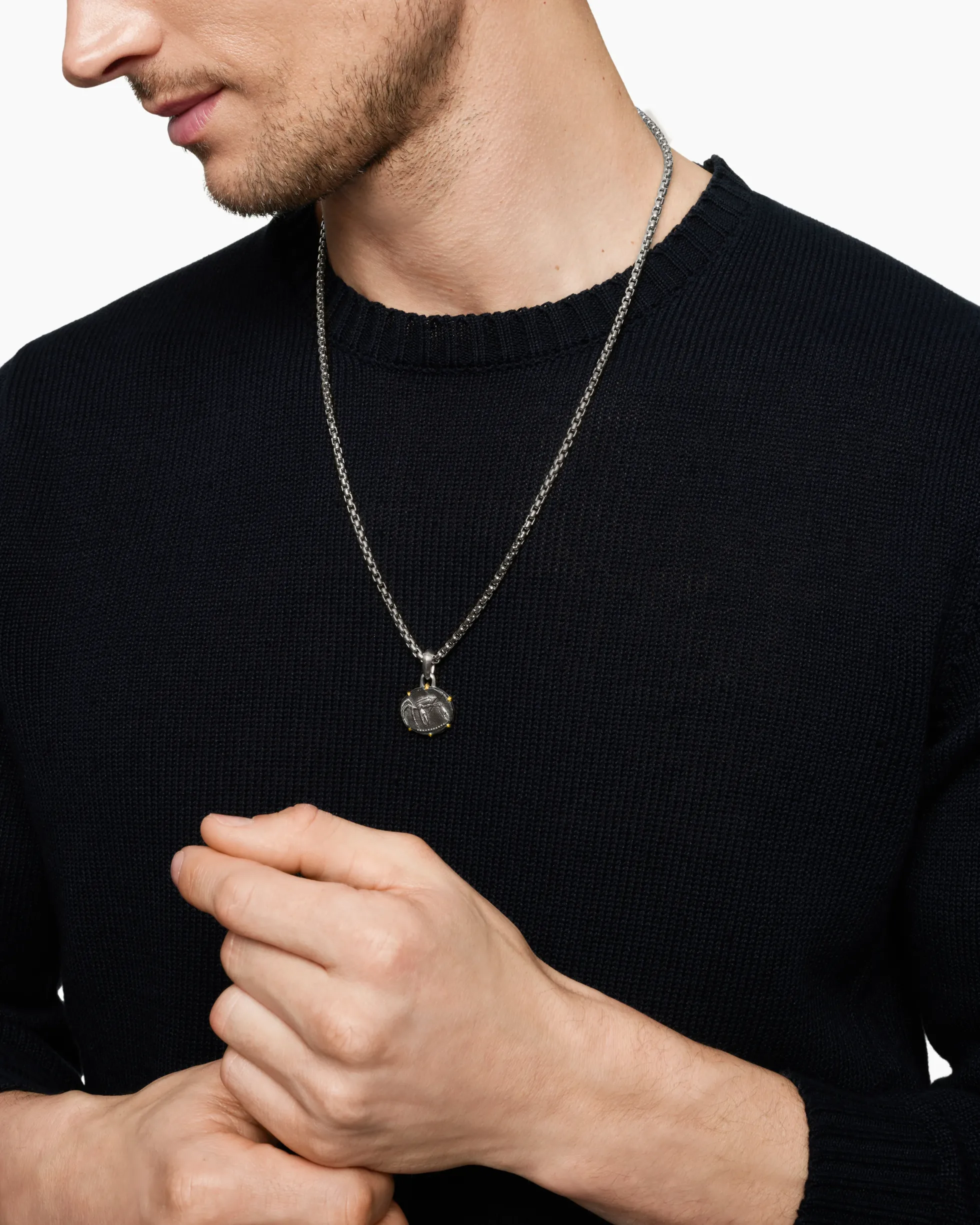 Cancer Amulet Sterling Silver with 18K Yellow Gold, 23mm