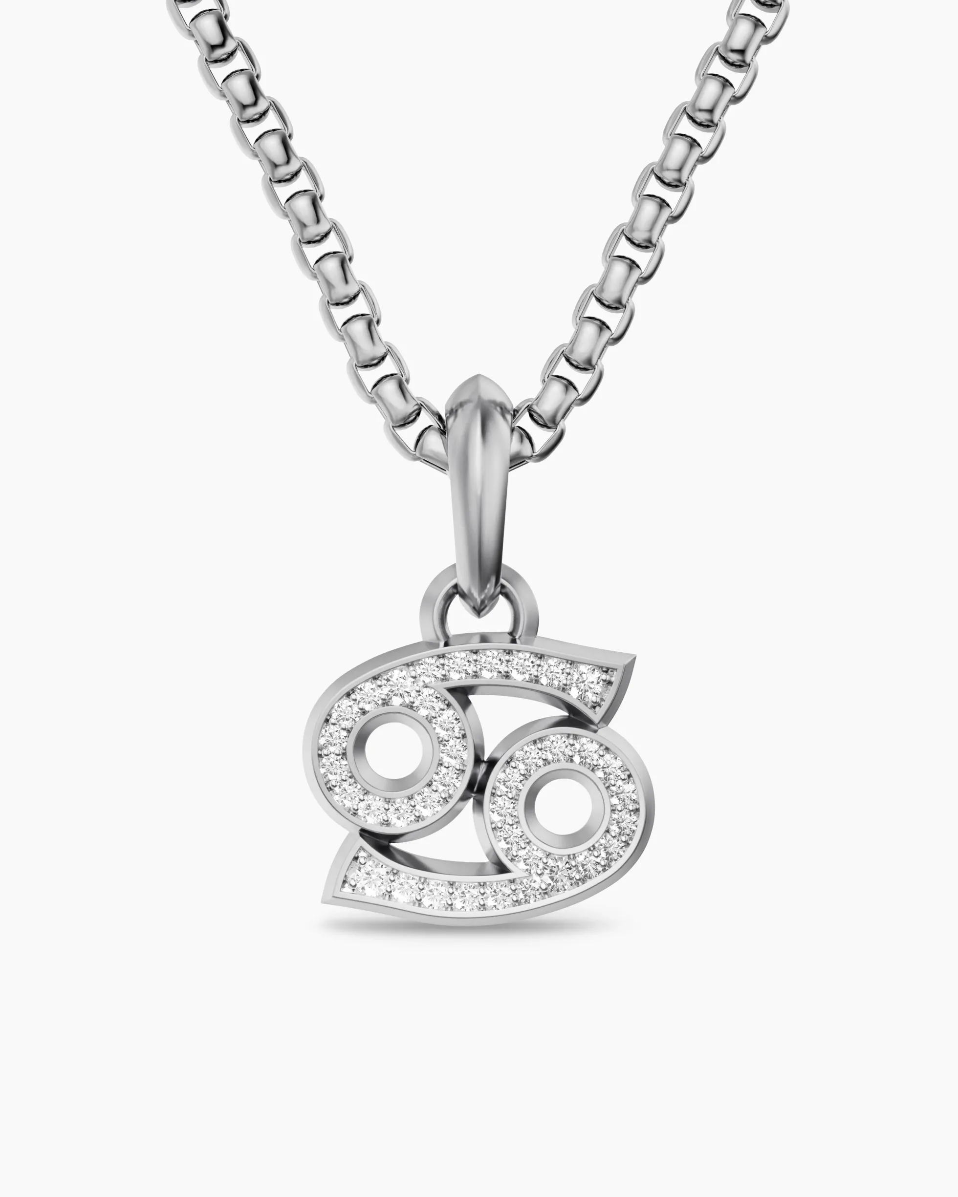 Cancer Amulet Sterling Silver with Diamonds, 17mm