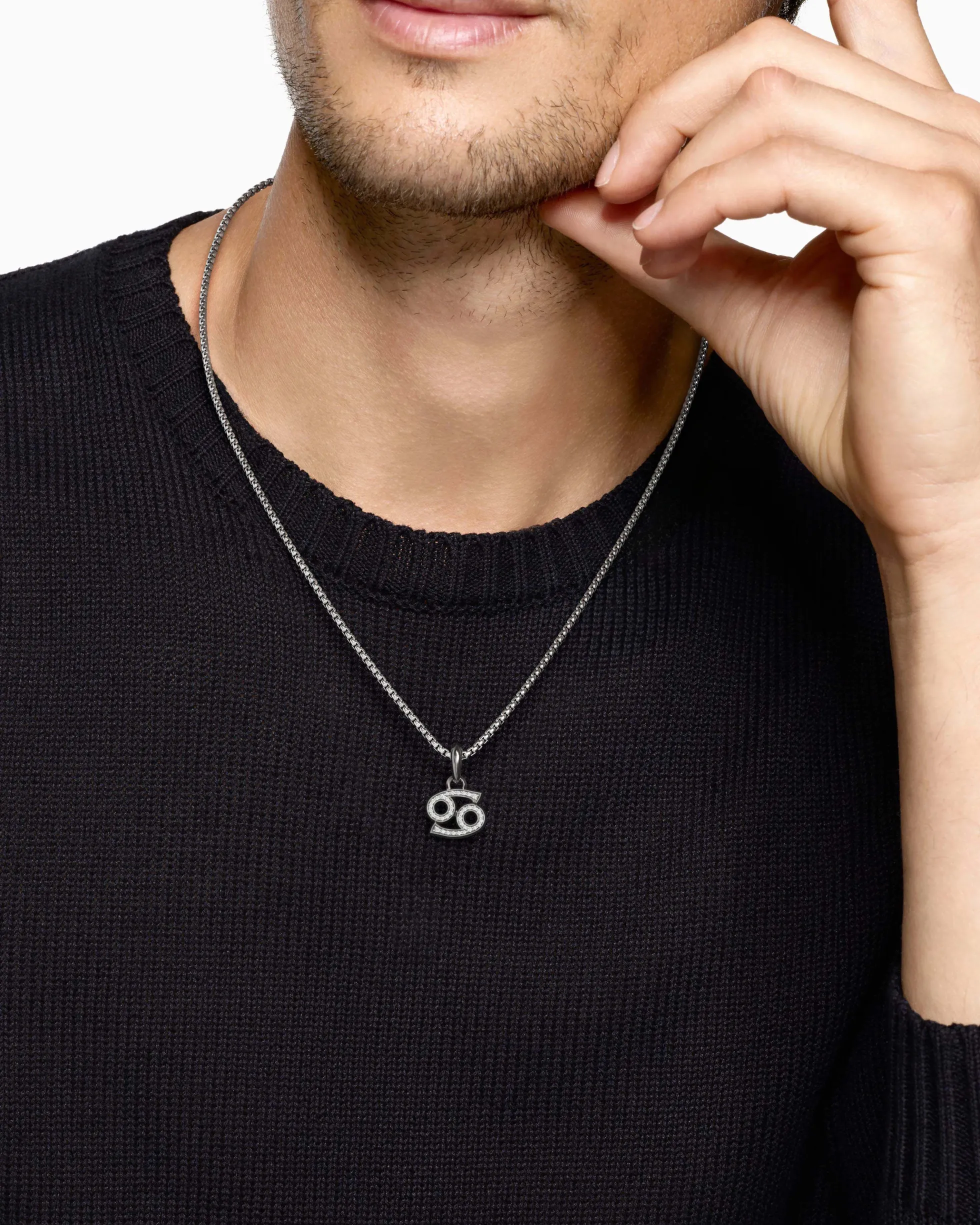 Cancer Amulet Sterling Silver with Diamonds, 17mm