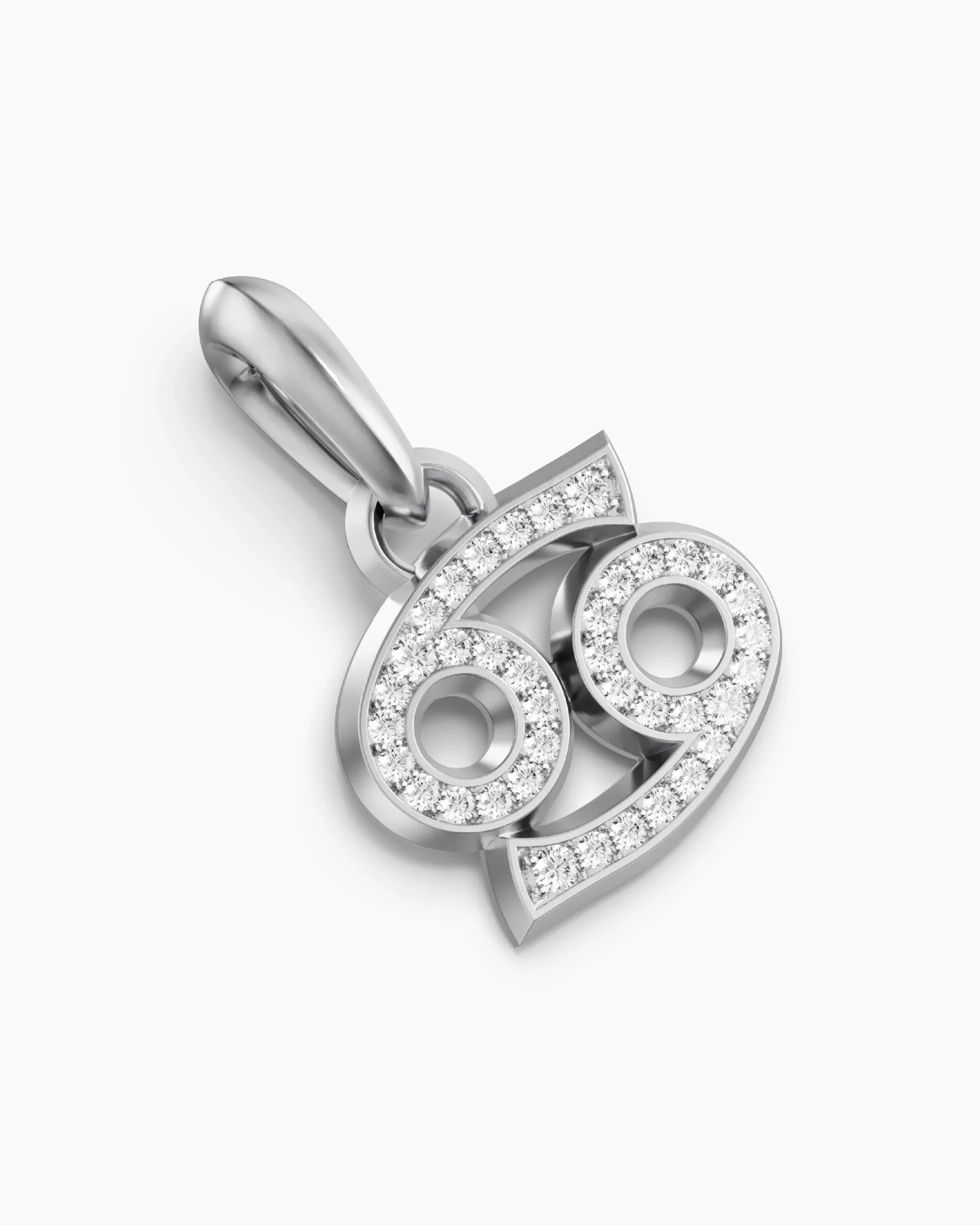 Cancer Amulet Sterling Silver with Diamonds, 17mm