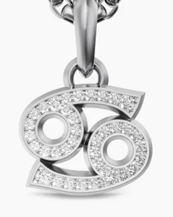 Cancer Amulet Sterling Silver with Diamonds, 17mm