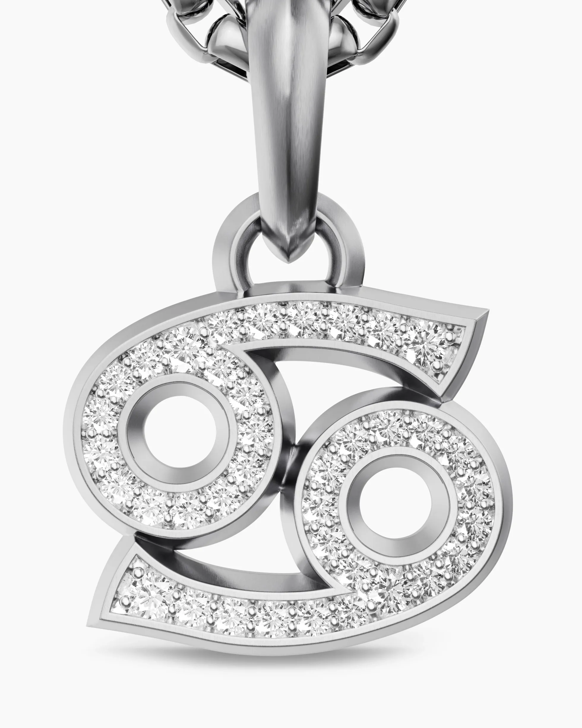 Cancer Amulet Sterling Silver with Diamonds, 17mm