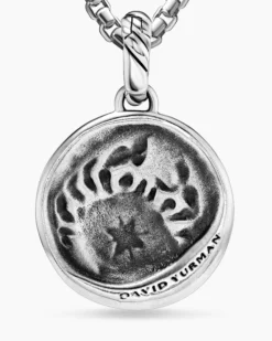 Cancer Amulet Sterling Silver with 18K Yellow Gold and Diamonds, 19mm