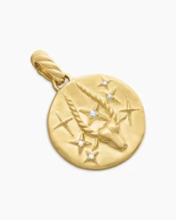 Capricorn Amulet 18K Yellow Gold with Diamonds, 19mm