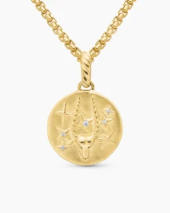 Capricorn Amulet 18K Yellow Gold with Diamonds, 19mm