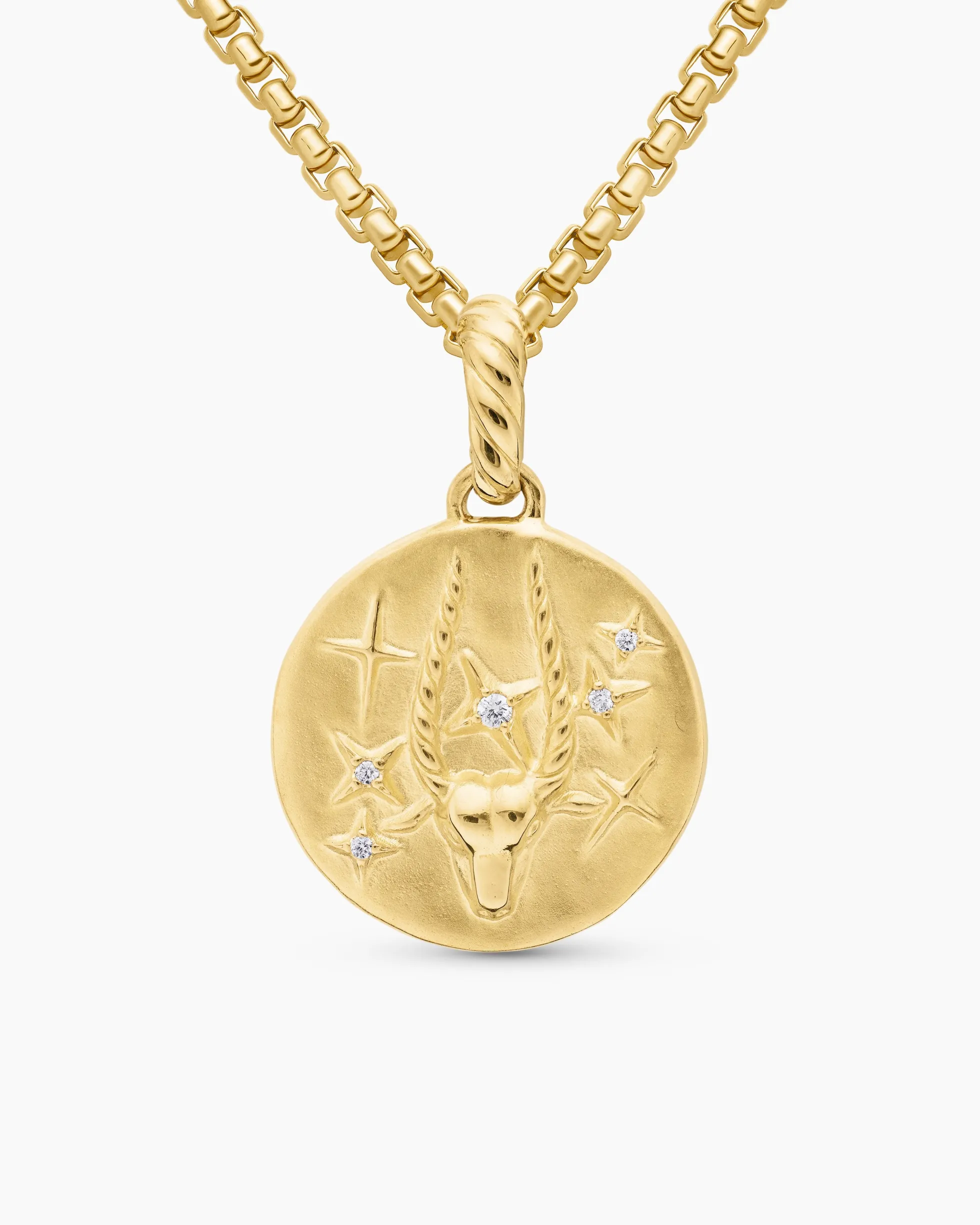 Capricorn Amulet 18K Yellow Gold with Diamonds, 19mm