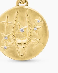 Capricorn Amulet 18K Yellow Gold with Diamonds, 19mm