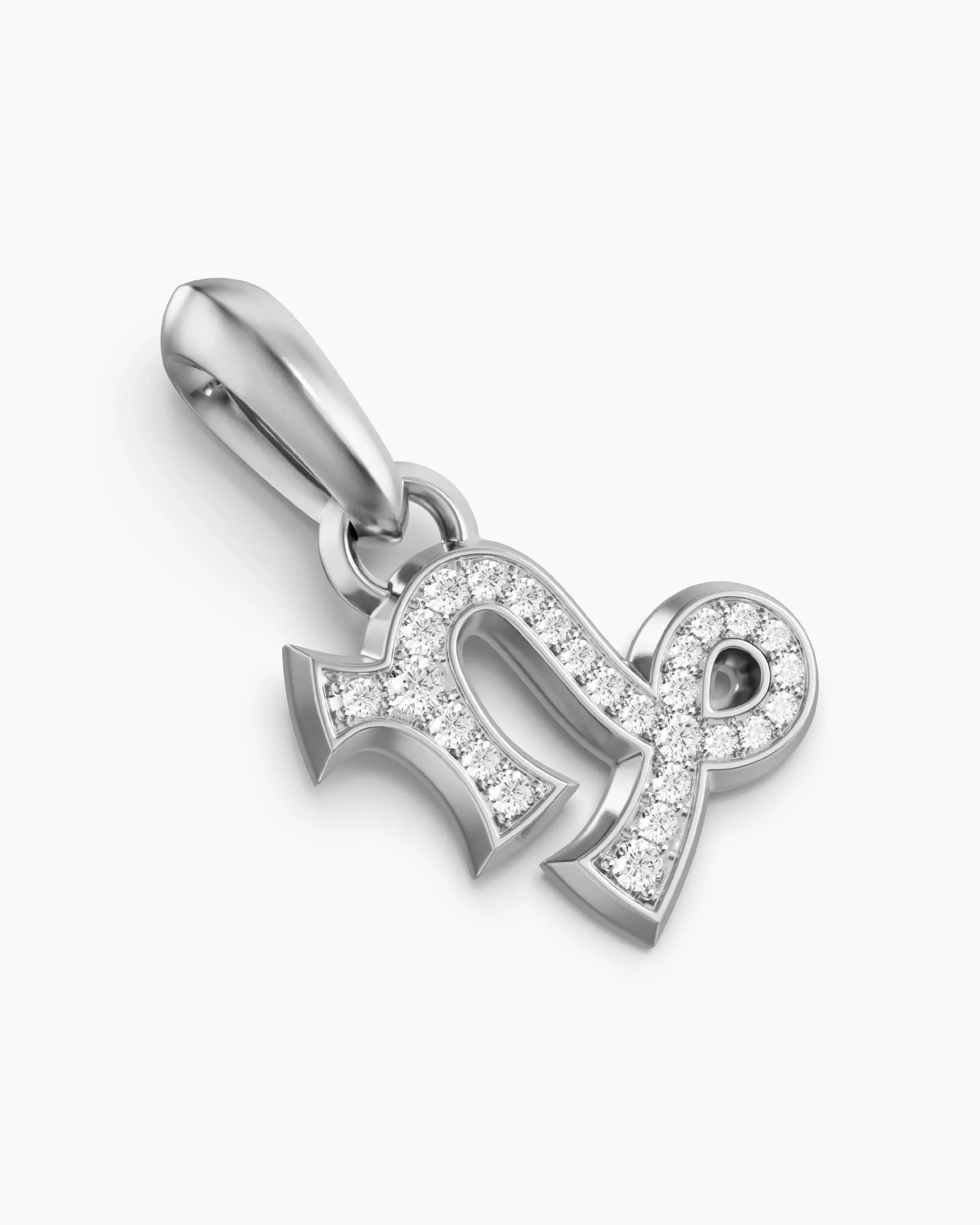 Capricorn Amulet Sterling Silver with Diamonds, 18.5mm