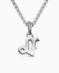 Capricorn Amulet Sterling Silver with Diamonds, 18.5mm