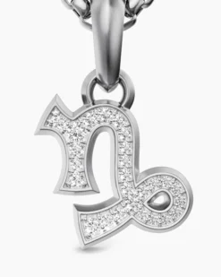 Capricorn Amulet Sterling Silver with Diamonds, 18.5mm