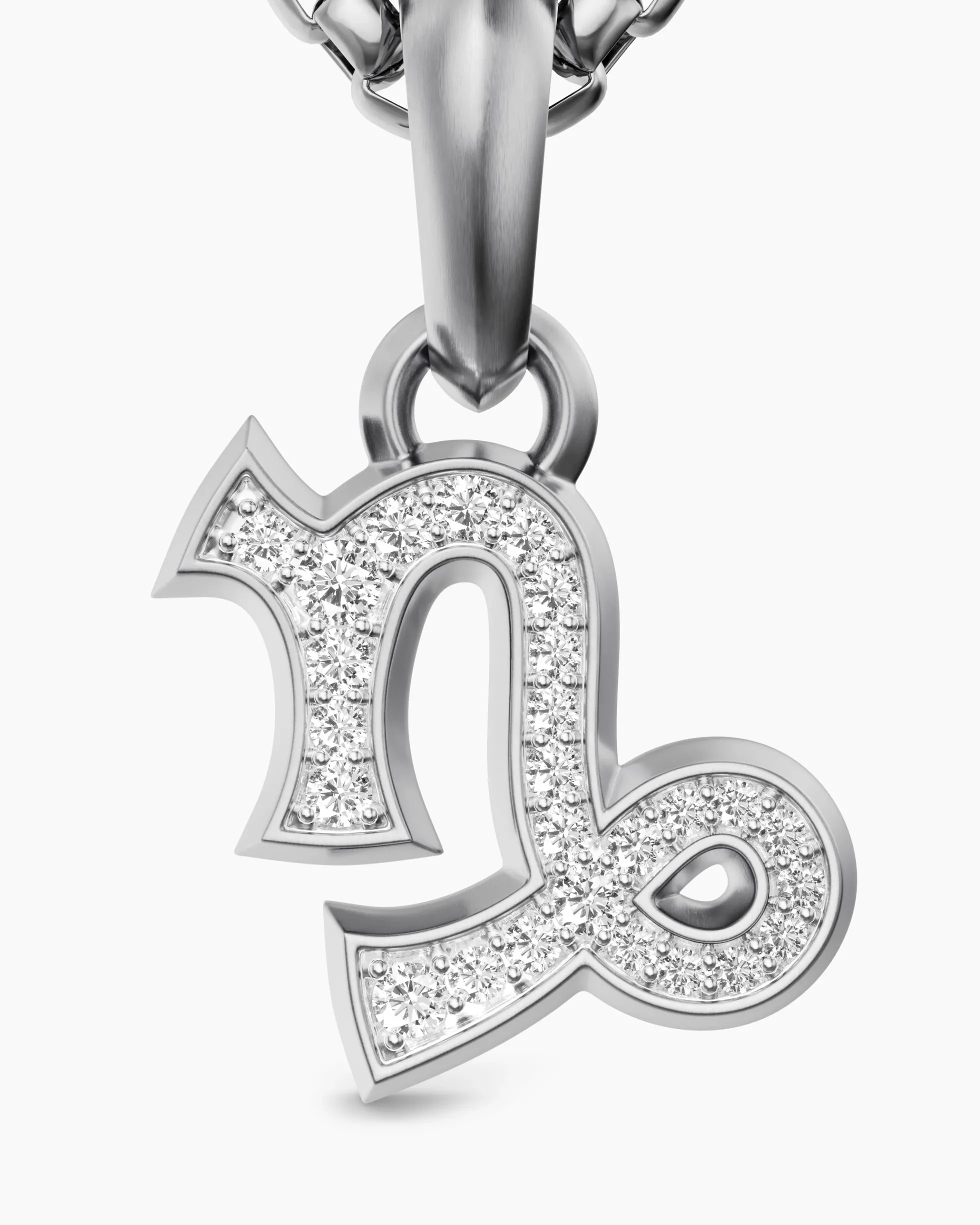 Capricorn Amulet Sterling Silver with Diamonds, 18.5mm