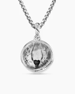 Capricorn Amulet Sterling Silver with 18K Yellow Gold and Diamonds, 19mm