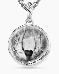 Capricorn Amulet Sterling Silver with 18K Yellow Gold and Diamonds, 19mm