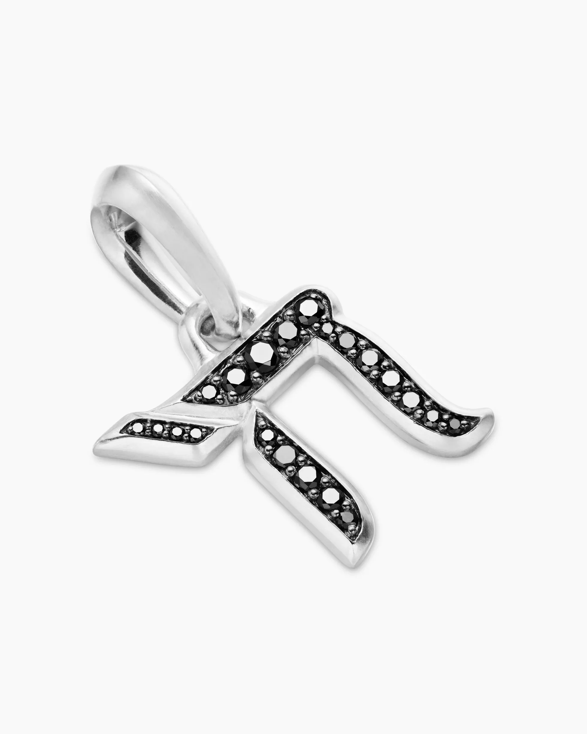 Chai Amulet Sterling Silver with Black Diamonds, 17mm