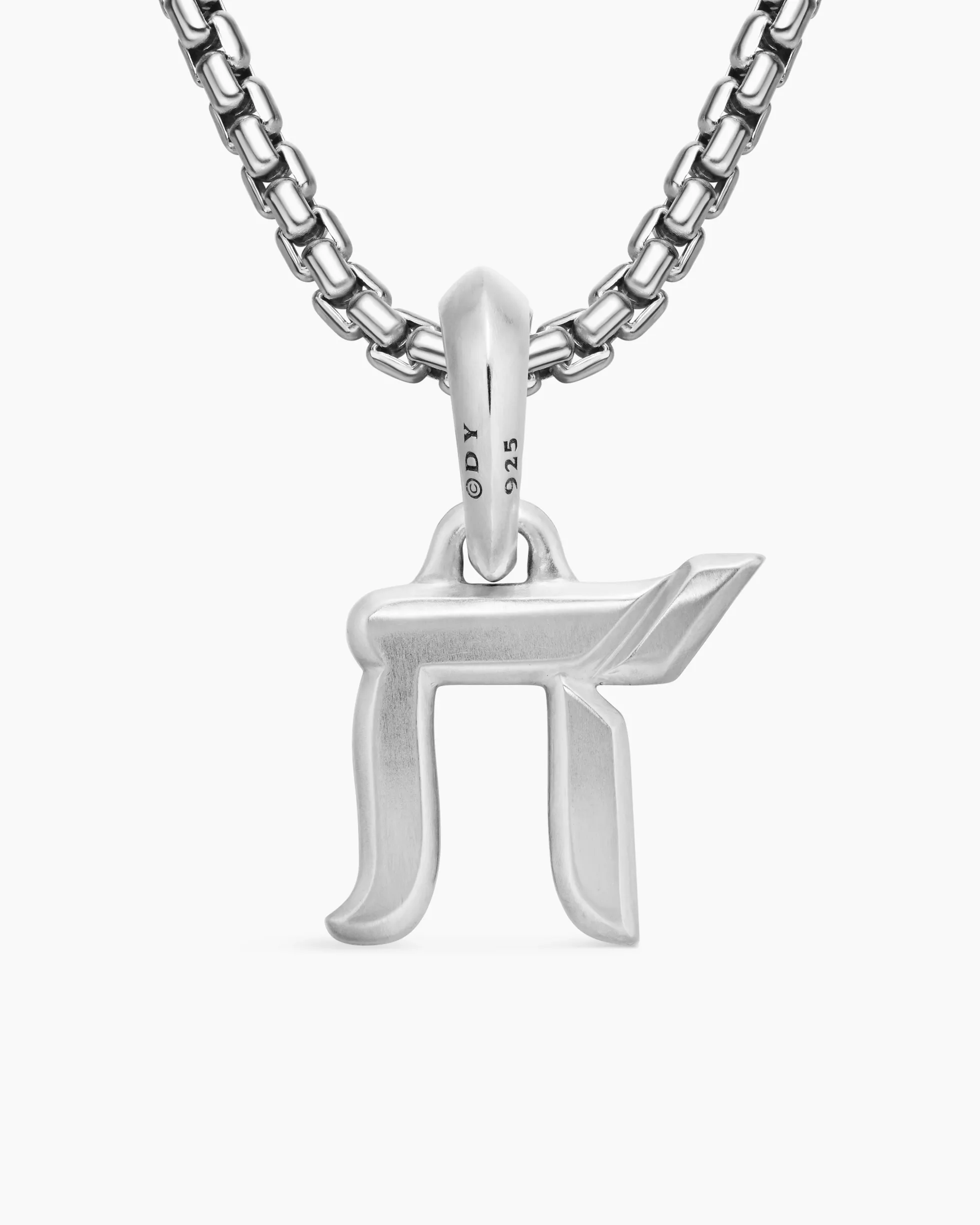 Chai Amulet Sterling Silver with Black Diamonds, 17mm