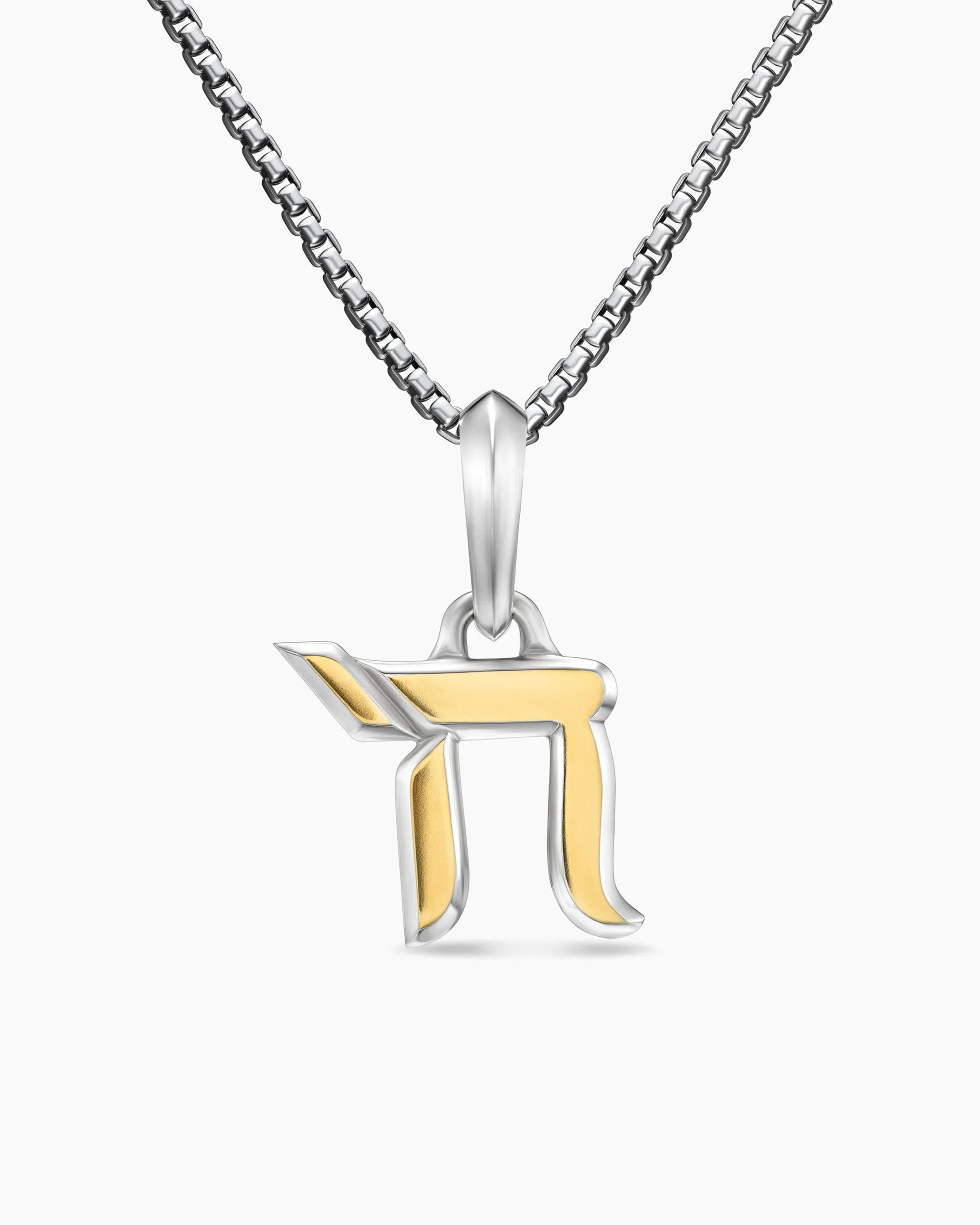 Chai Amulet Sterling Silver with 18K Yellow Gold, 17mm