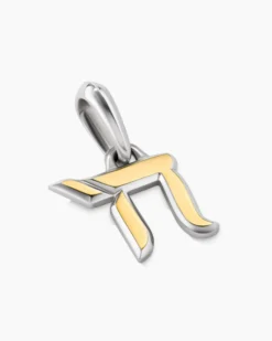 Chai Amulet Sterling Silver with 18K Yellow Gold, 17mm