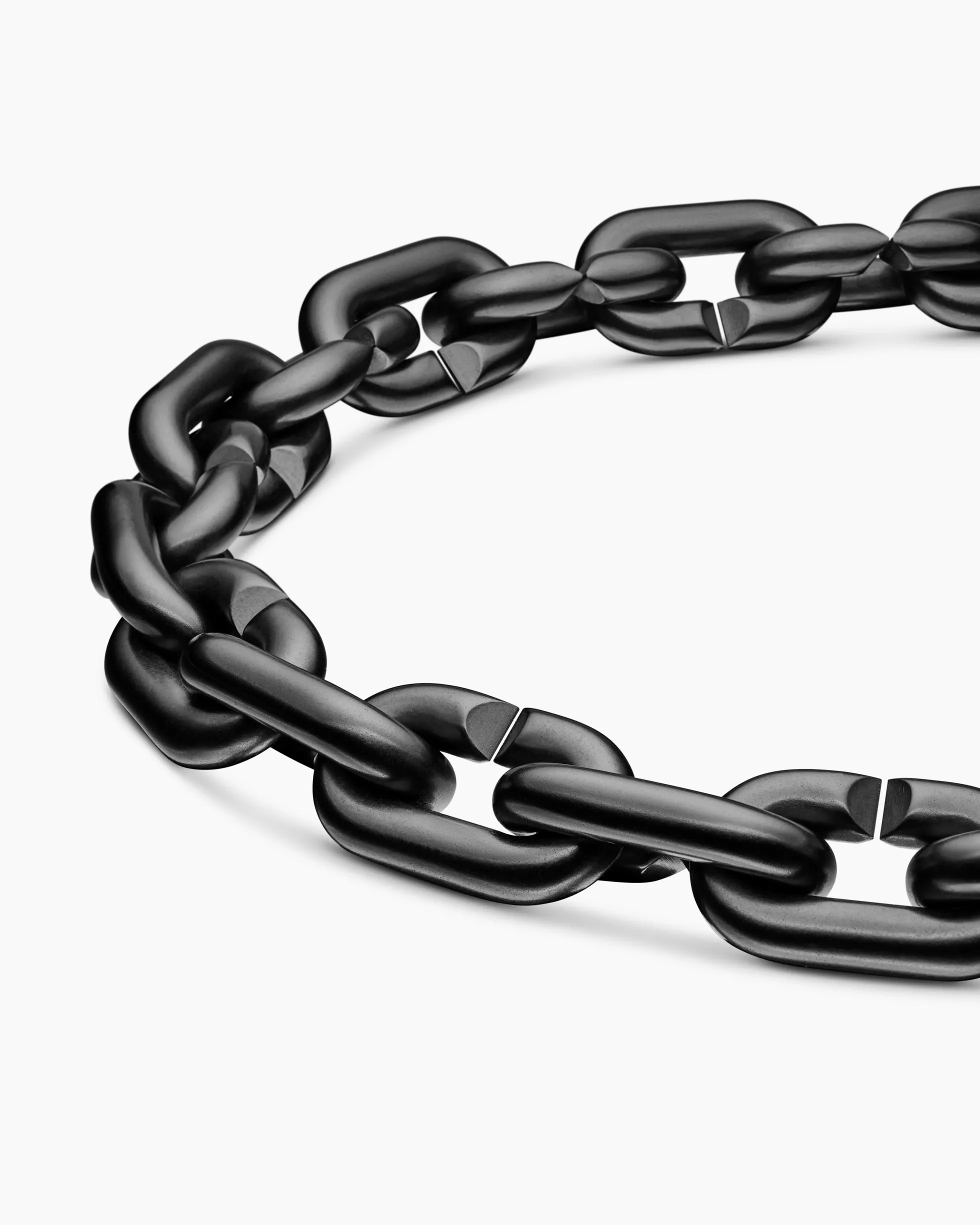 Chain Links Bracelet Black Titanium with 18K Yellow Gold, 10mm