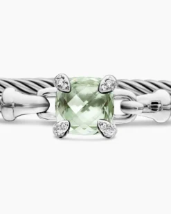 Chatelaine® Bracelet Sterling Silver with Prasiolite and Diamonds, 3mm