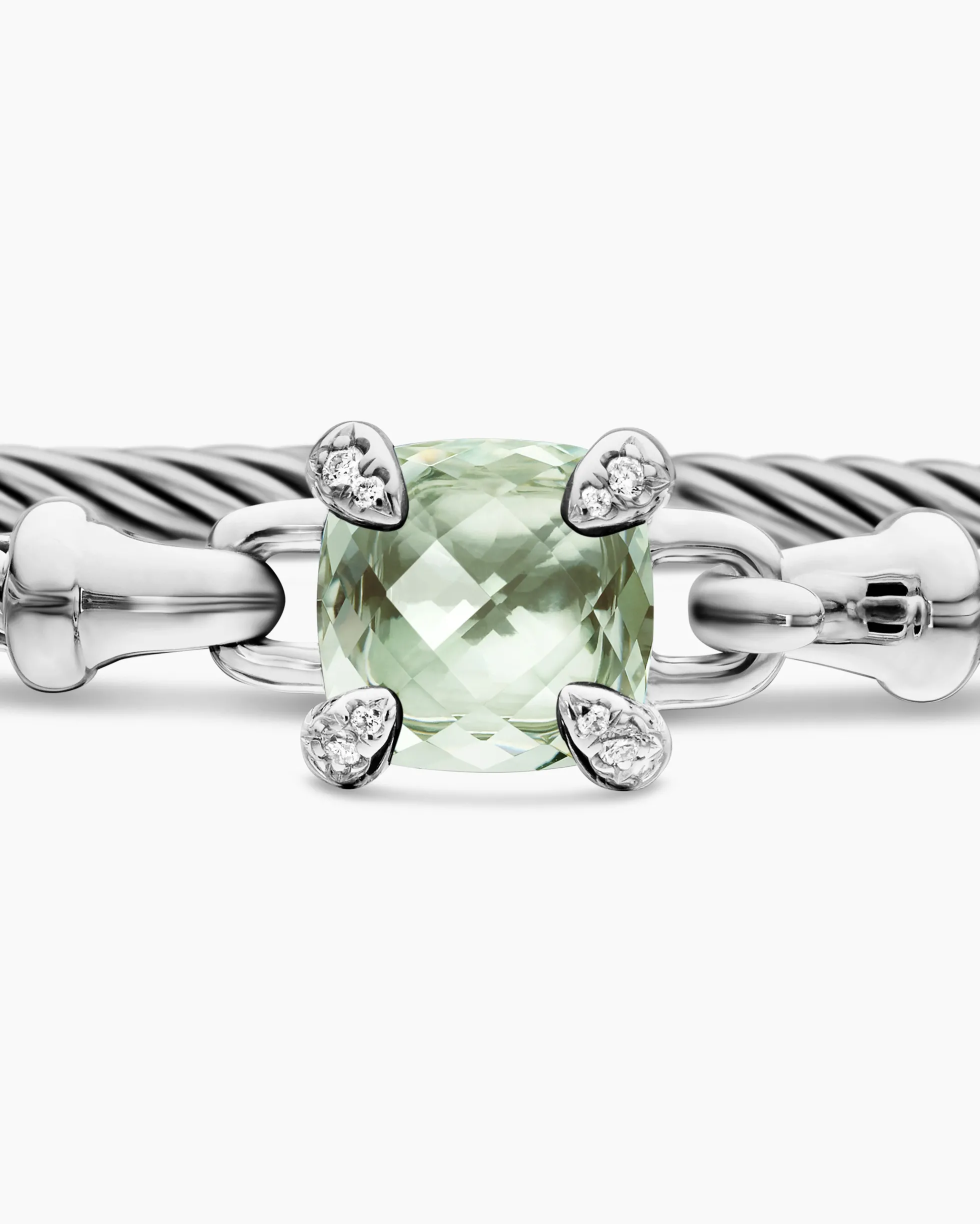 Chatelaine® Bracelet Sterling Silver with Prasiolite and Diamonds, 3mm