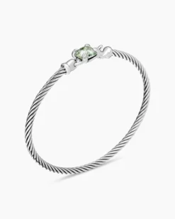 Chatelaine® Bracelet Sterling Silver with Prasiolite and Diamonds, 3mm