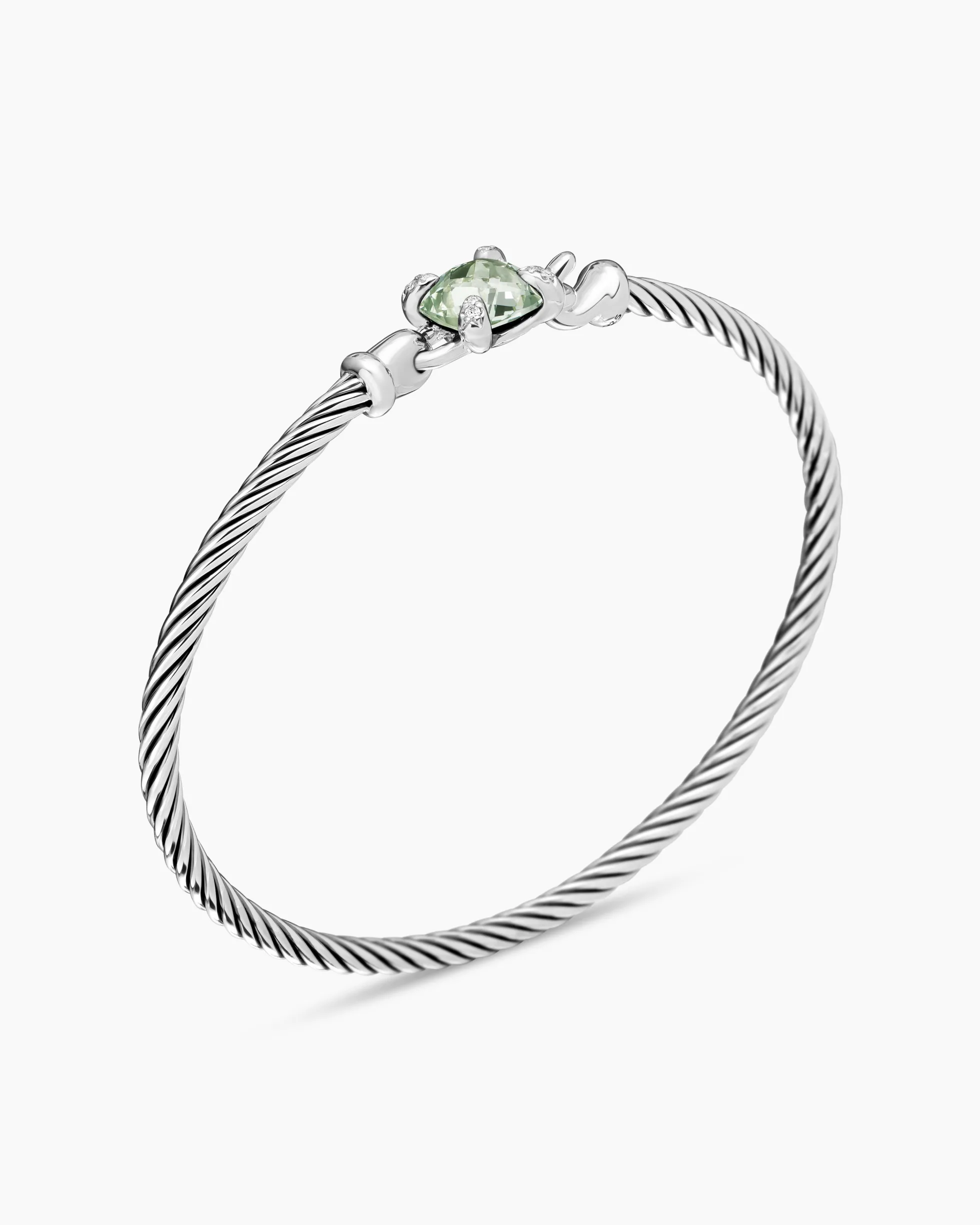 Chatelaine® Bracelet Sterling Silver with Prasiolite and Diamonds, 3mm