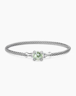 Chatelaine® Bracelet Sterling Silver with Prasiolite and Diamonds, 3mm