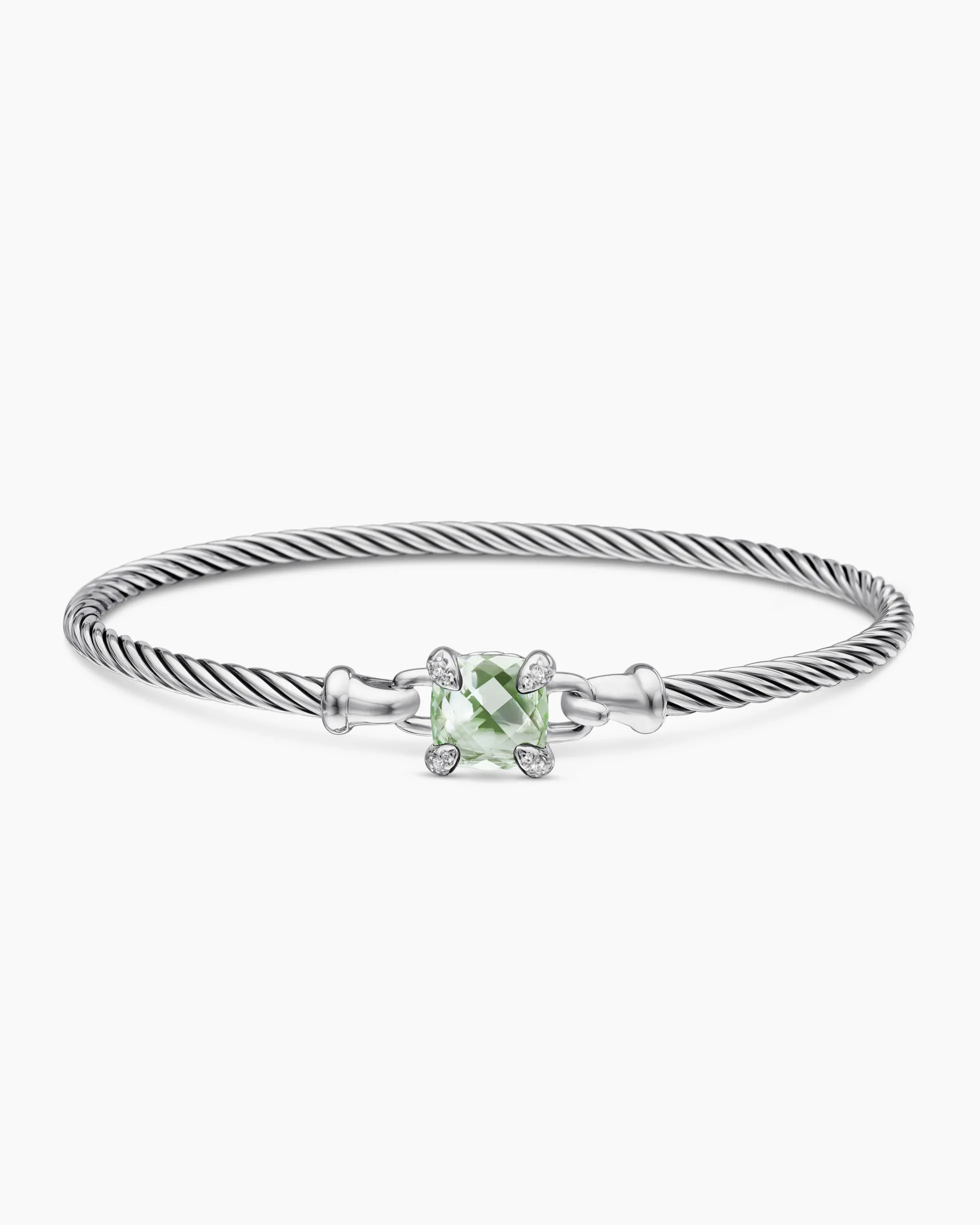 Chatelaine® Bracelet Sterling Silver with Prasiolite and Diamonds, 3mm