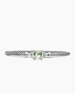 Chatelaine® Bracelet Sterling Silver with Prasiolite and Diamonds, 3mm