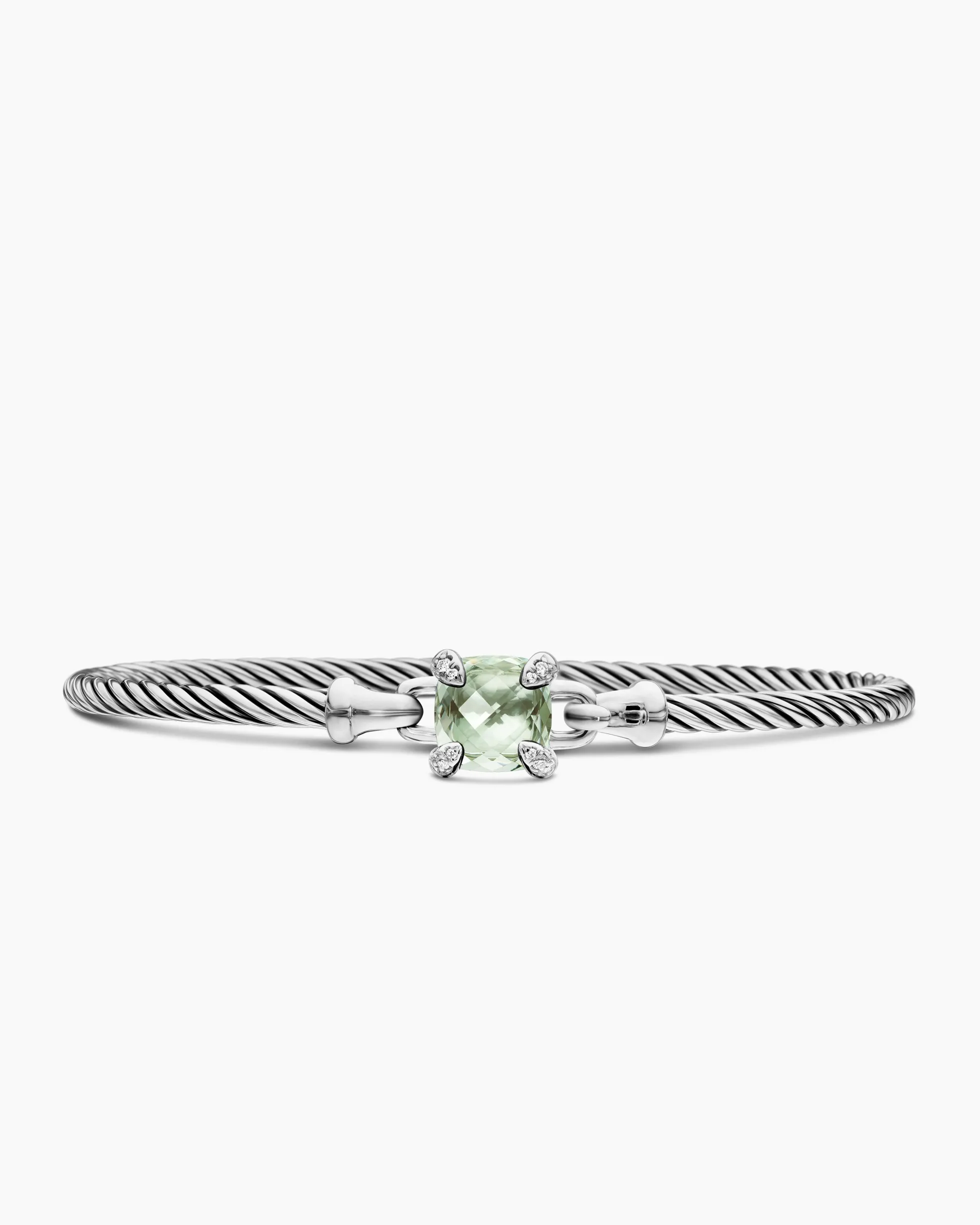 Chatelaine® Bracelet Sterling Silver with Prasiolite and Diamonds, 3mm