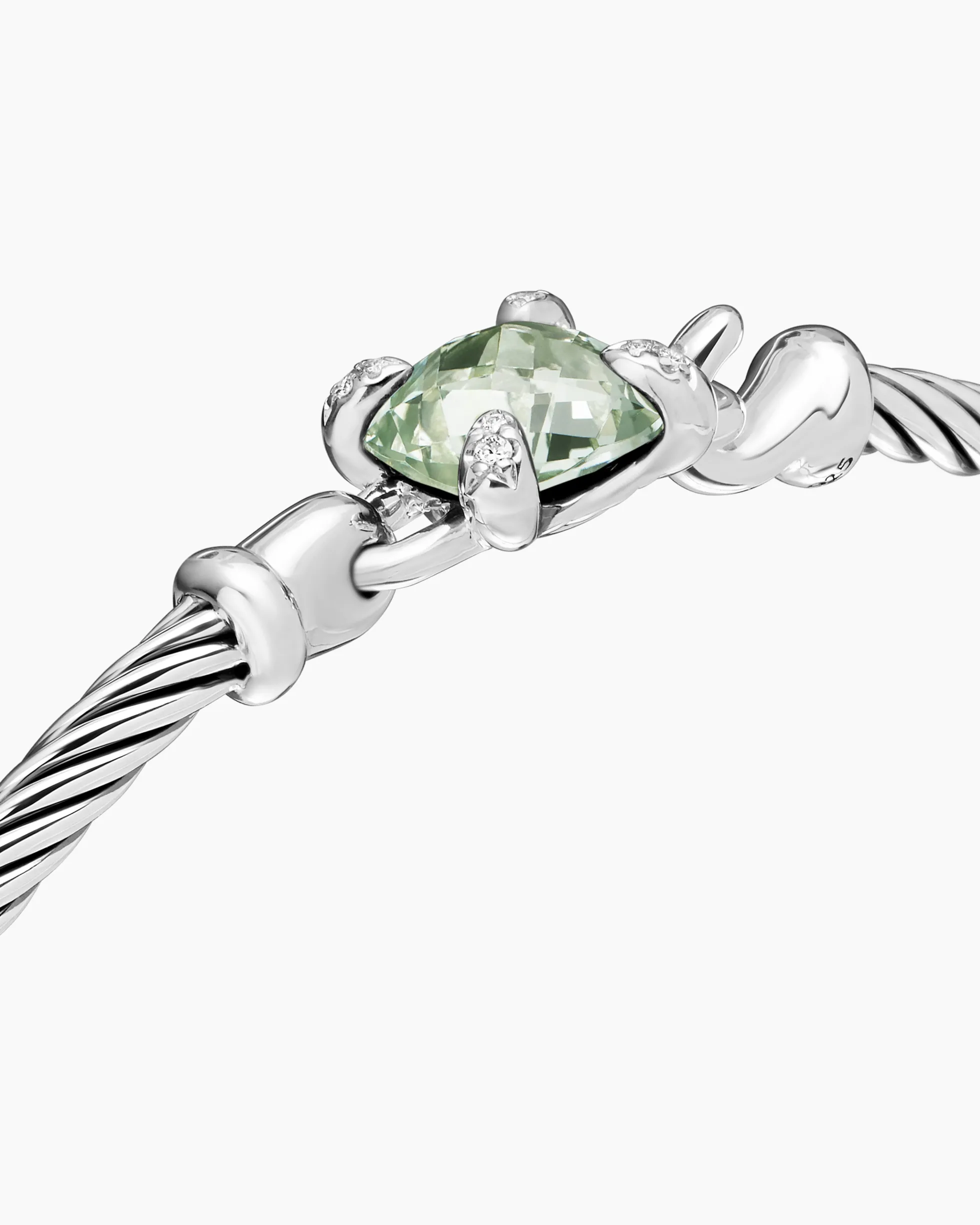 Chatelaine® Bracelet Sterling Silver with Prasiolite and Diamonds, 3mm