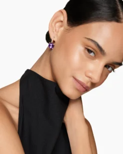 Chatelaine® Drop Earrings 18K Yellow Gold with Amethyst and Diamonds, 11mm