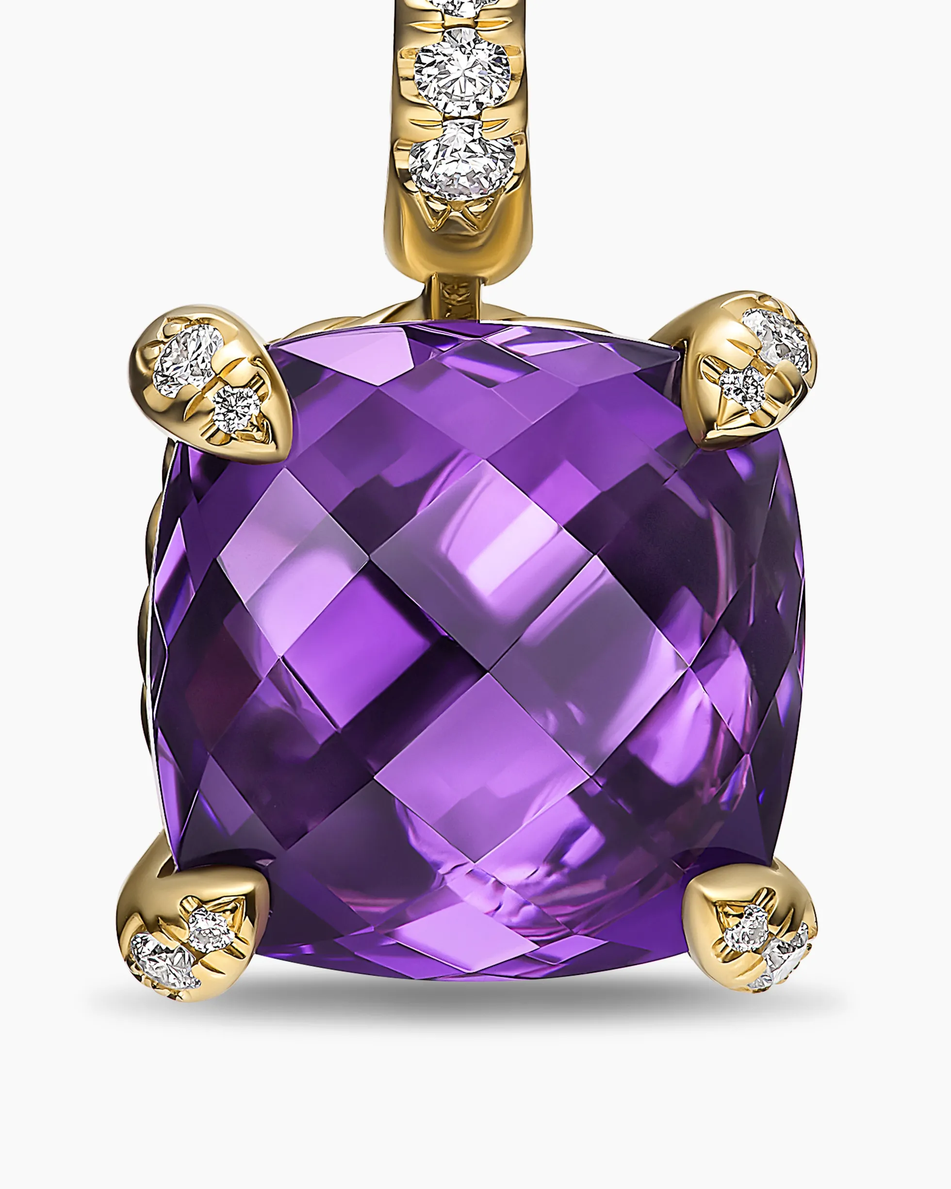 Chatelaine® Drop Earrings 18K Yellow Gold with Amethyst and Diamonds, 11mm