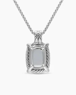Chatelaine® Elongated Pendant Necklace Sterling Silver with Diamonds, 19mm