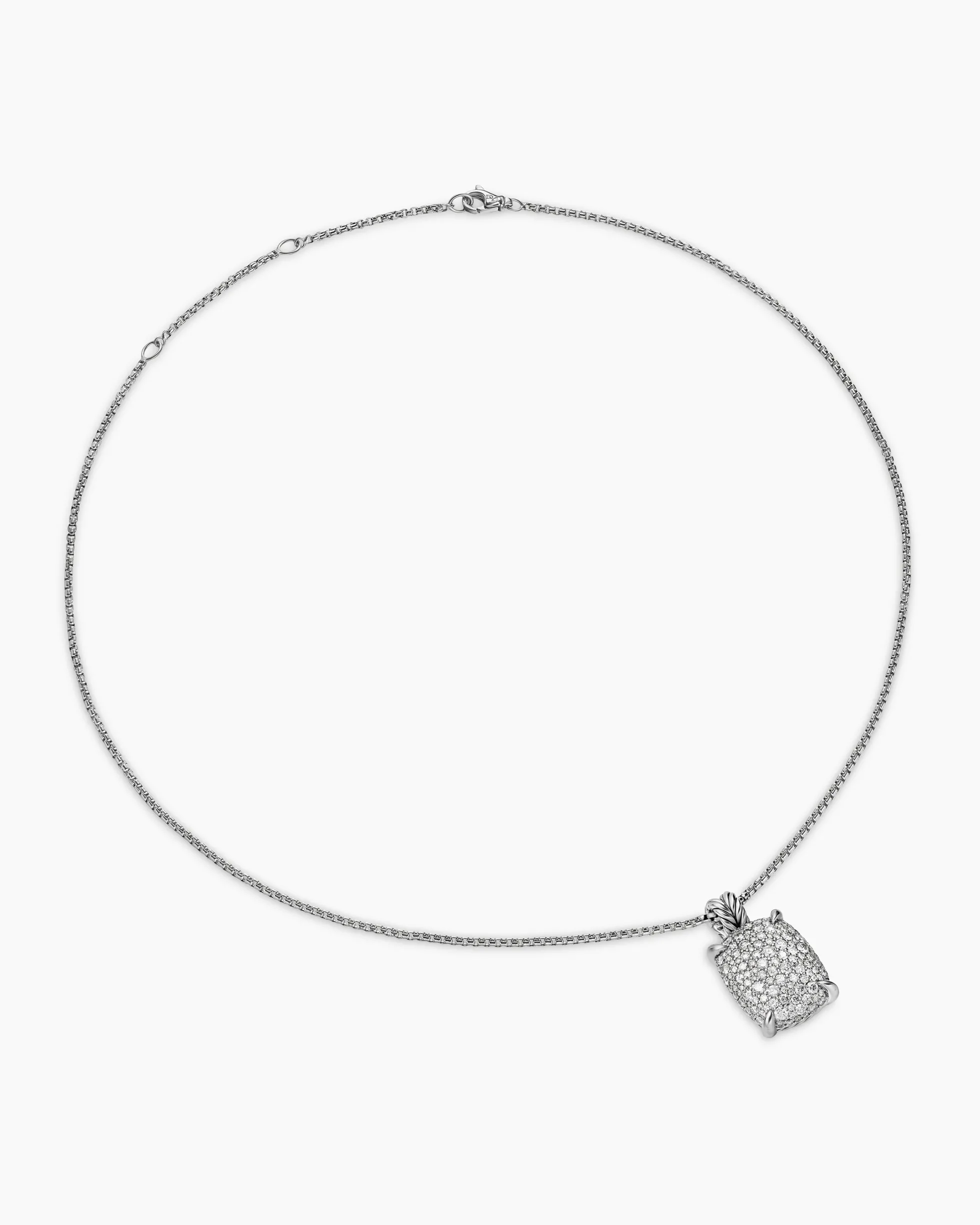 Chatelaine® Elongated Pendant Necklace Sterling Silver with Diamonds, 19mm