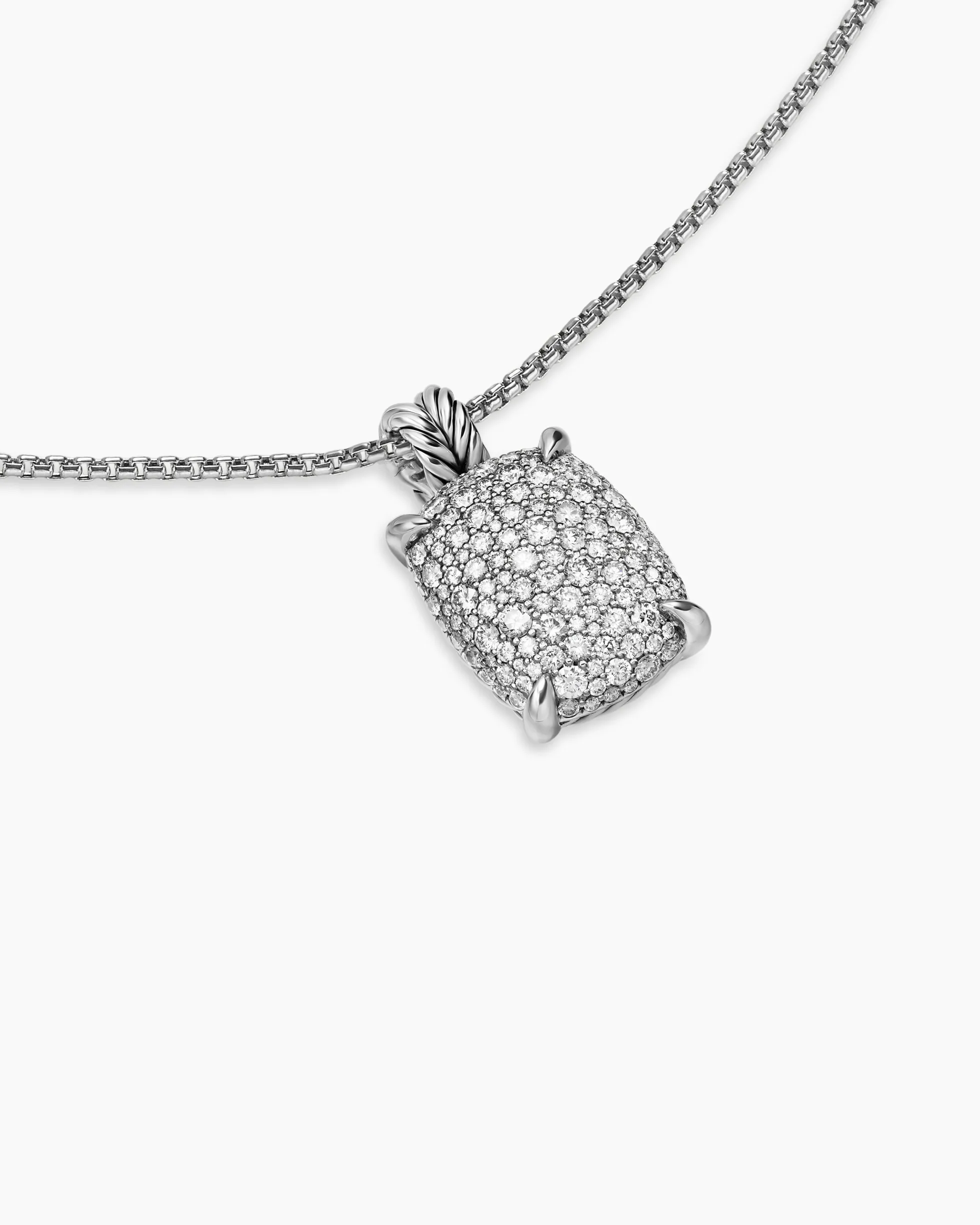 Chatelaine® Elongated Pendant Necklace Sterling Silver with Diamonds, 19mm