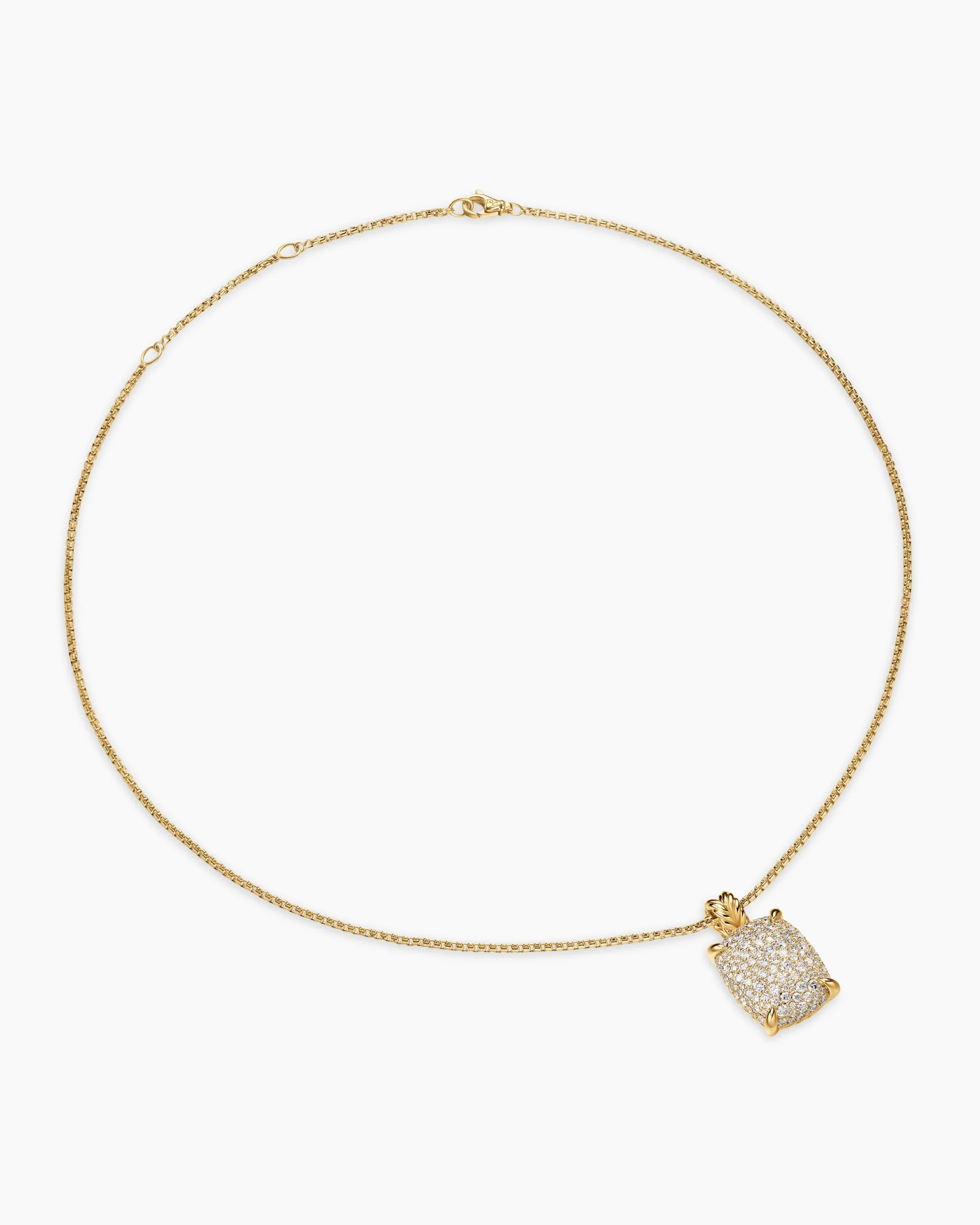 Chatelaine® Elongated Pendant Necklace 18K Yellow Gold with Diamonds, 19mm